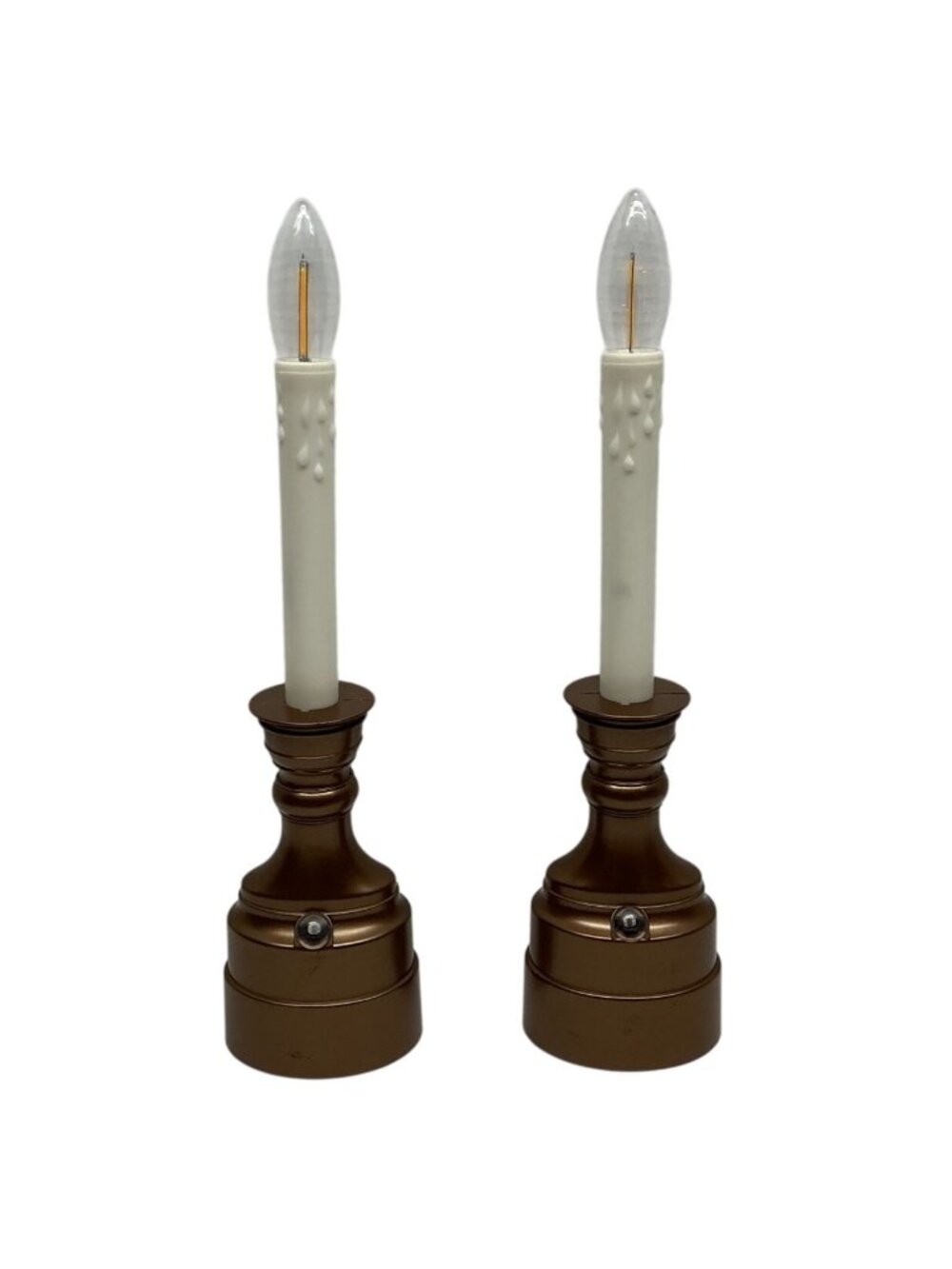 Bethlehem Lights Battery Powered Timer Sensor Satin Bronze LED Candles Set Of 2